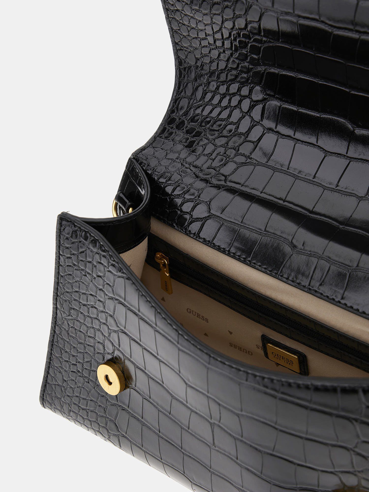 Shop GUESS Online Sestri croc print handbag