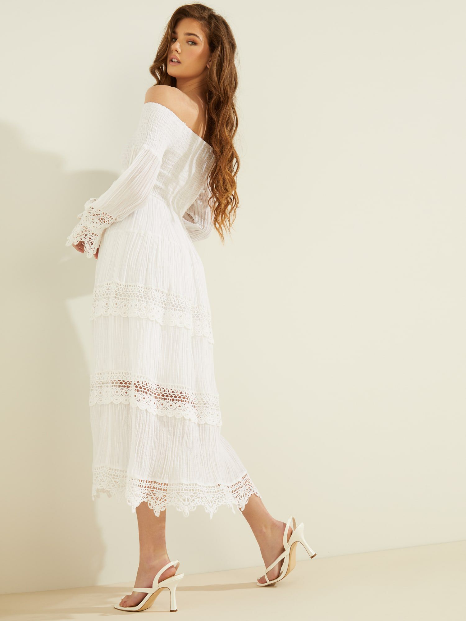 Shop GUESS Online Macram Off Shoulder Dress