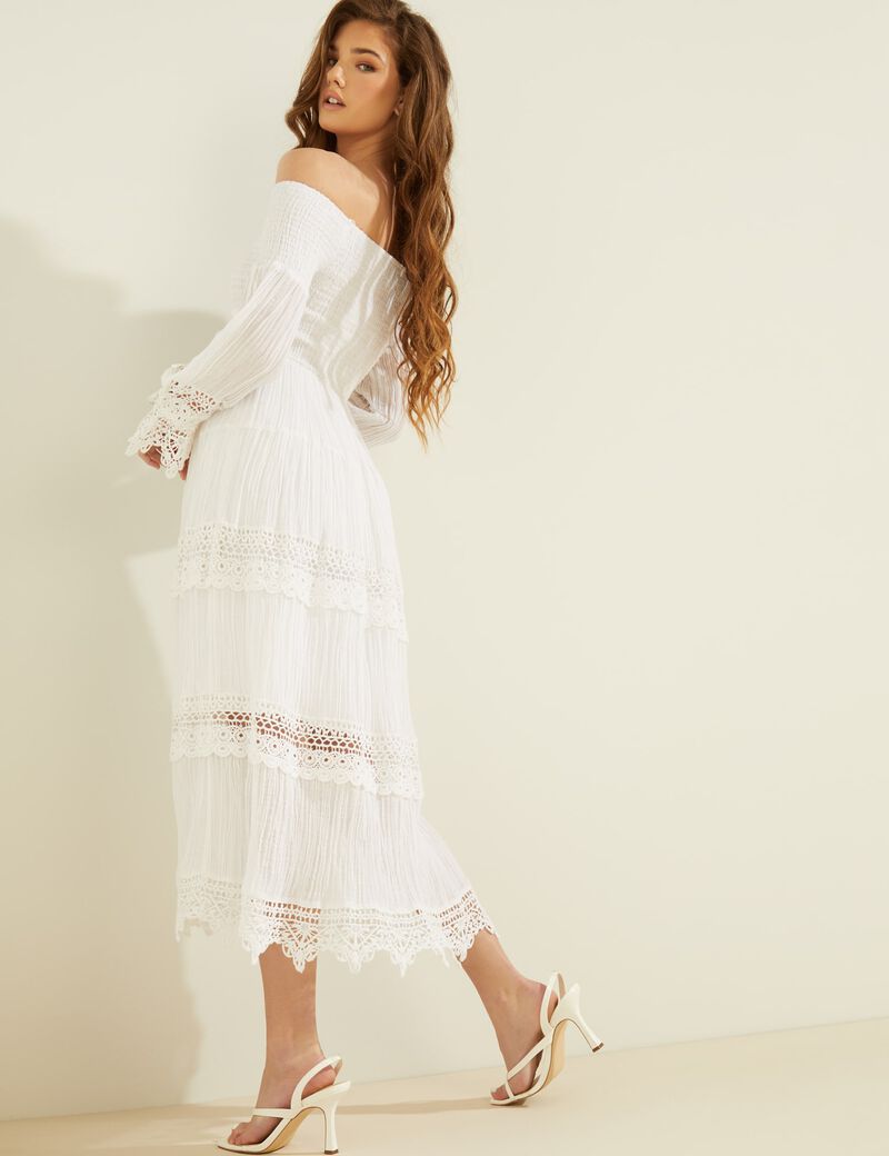 Macramã‰ Off-Shoulder Dress