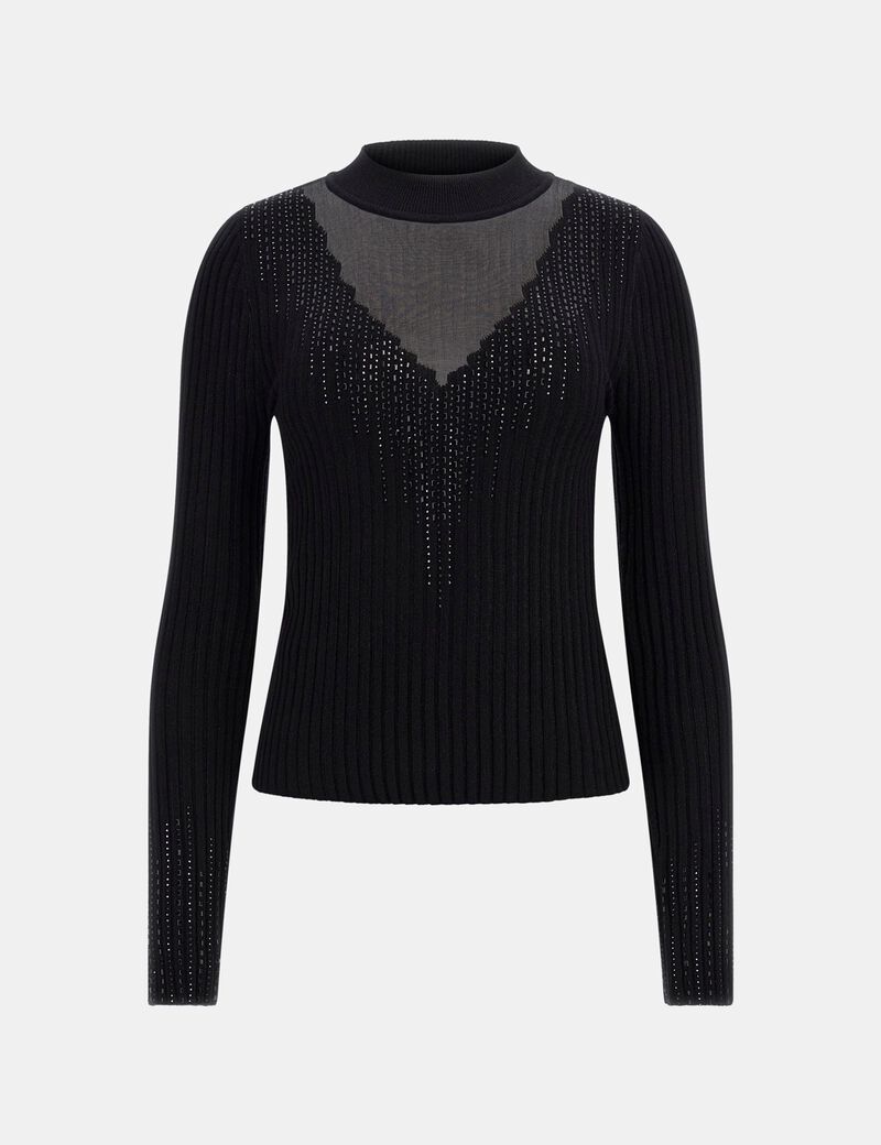 Ribbed rhinestone sweater