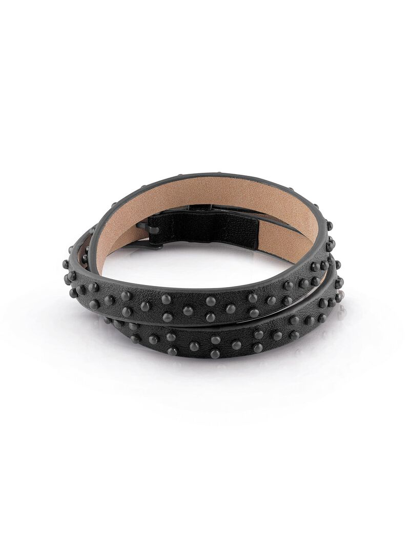 Black Leather Bracelet With Studs