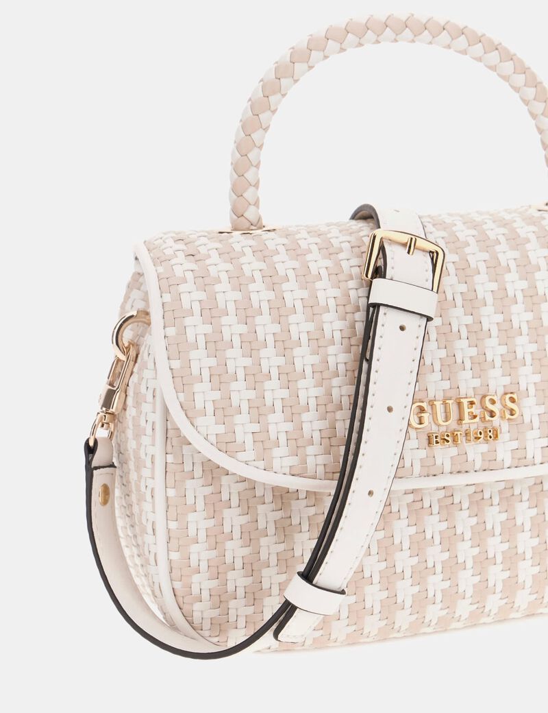 guess mirema woven mini handbag