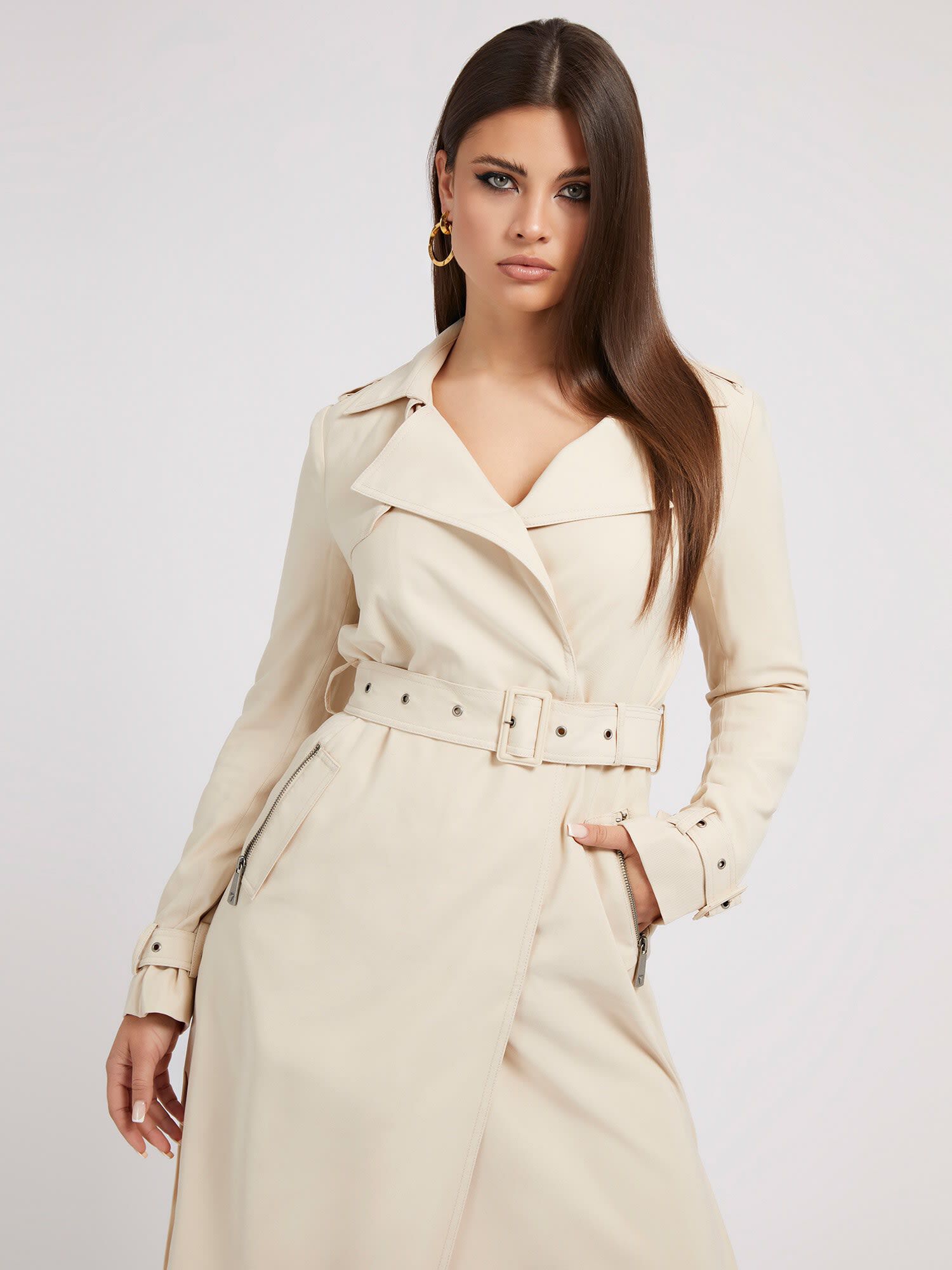 Viscose Blend Belted Trench