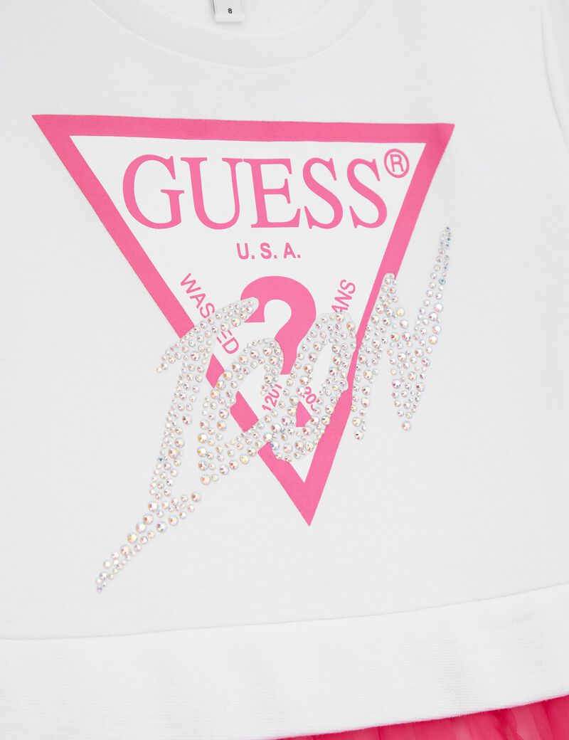 Mesh ruffles fit and flare dress