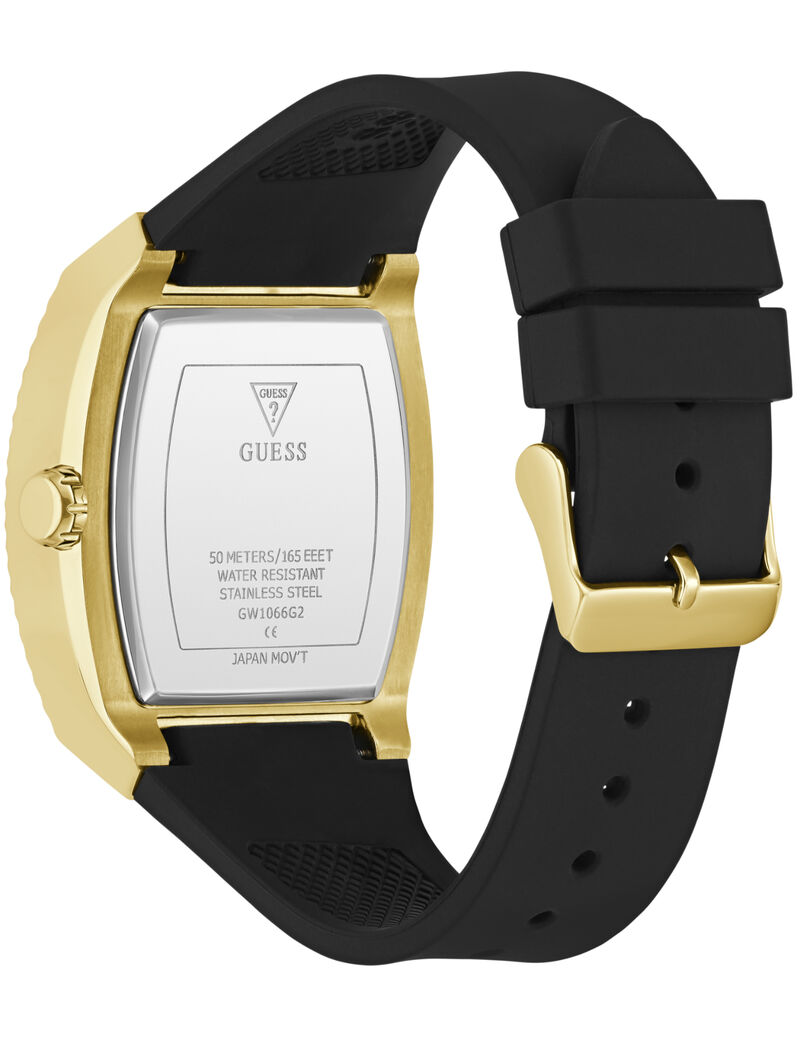 Mens Yellow Gold Tone Rectangle Analog Watch