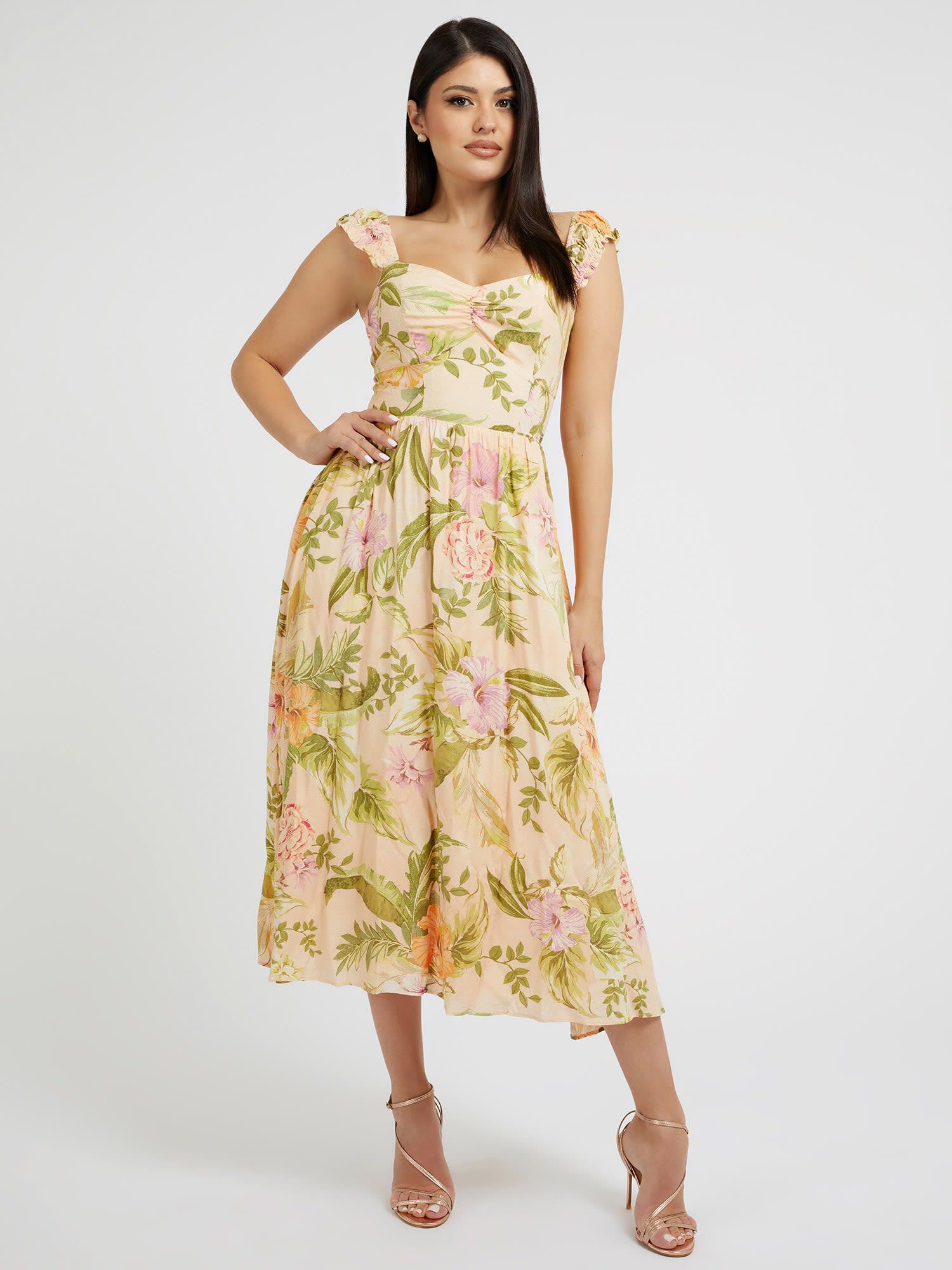Guess yellow floral dress hotsell