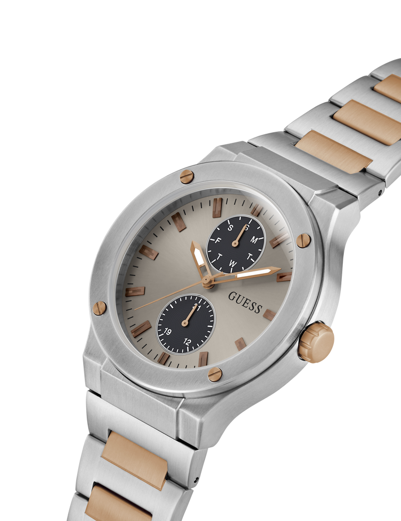 Mens 2-Tone Silver Tone Multi-function Watch