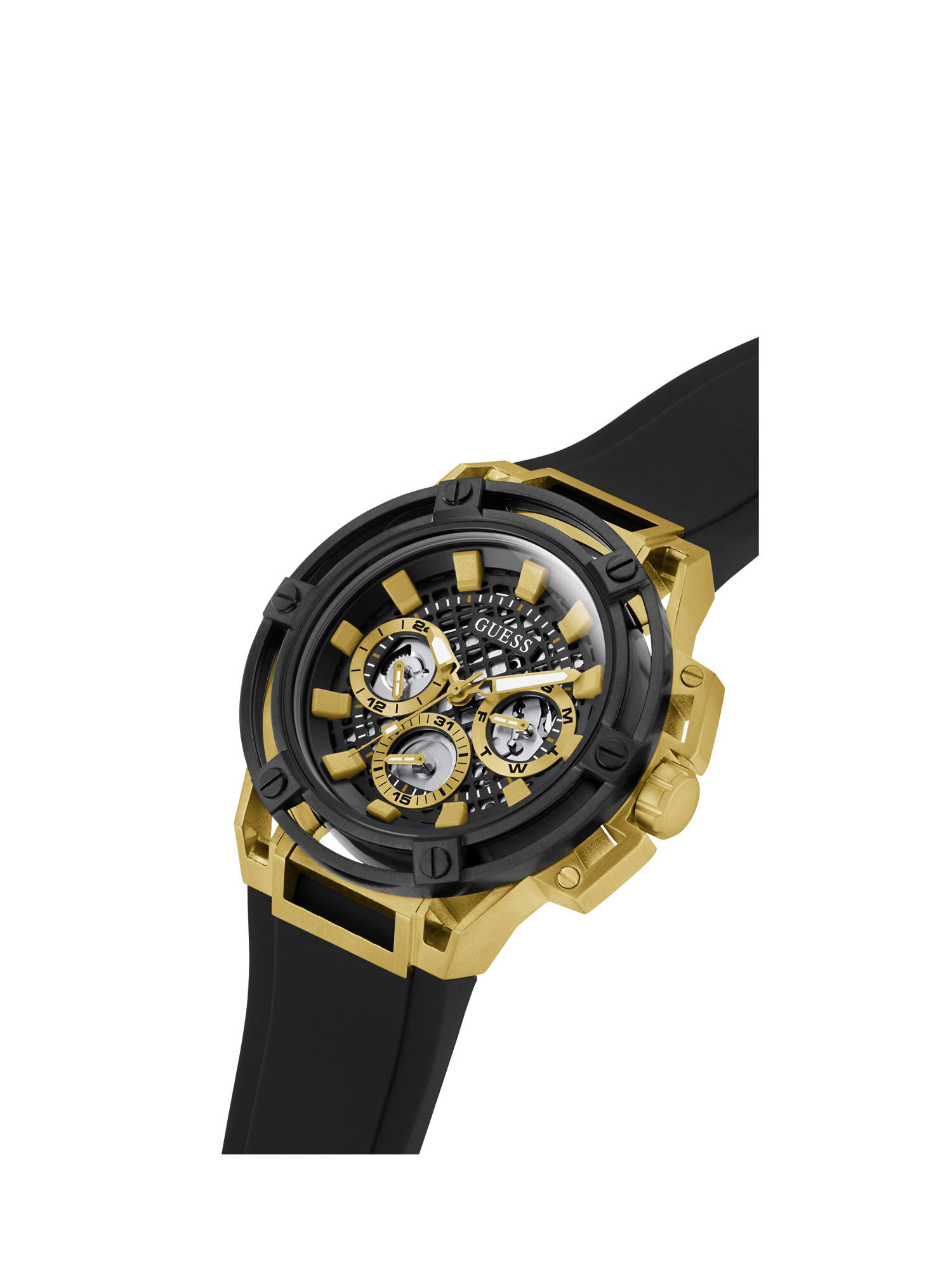 Shop GUESS Online Black Silicone Multifunction Watch