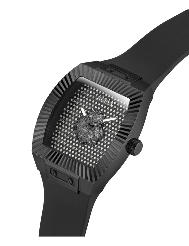 guess mens black gunmetal grey rectangle analog watch