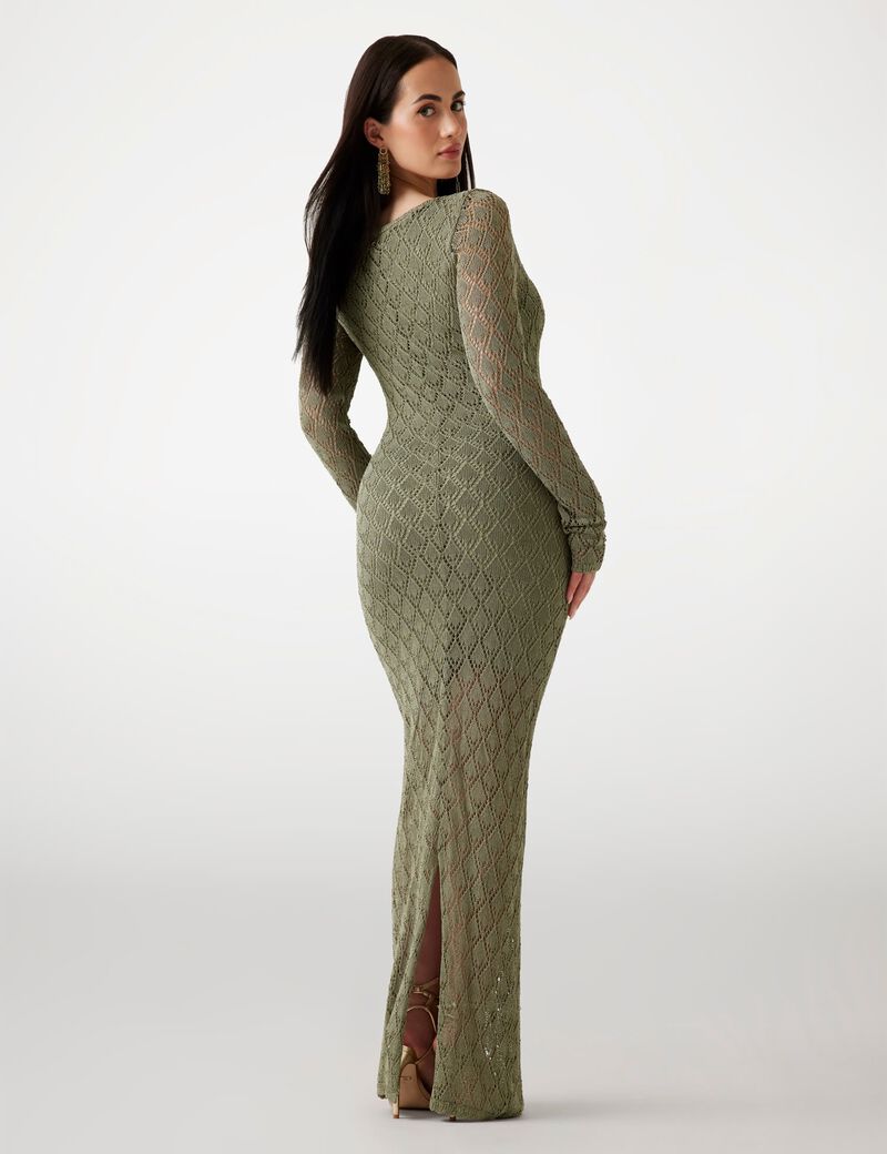 Open-work bodycon maxi dress