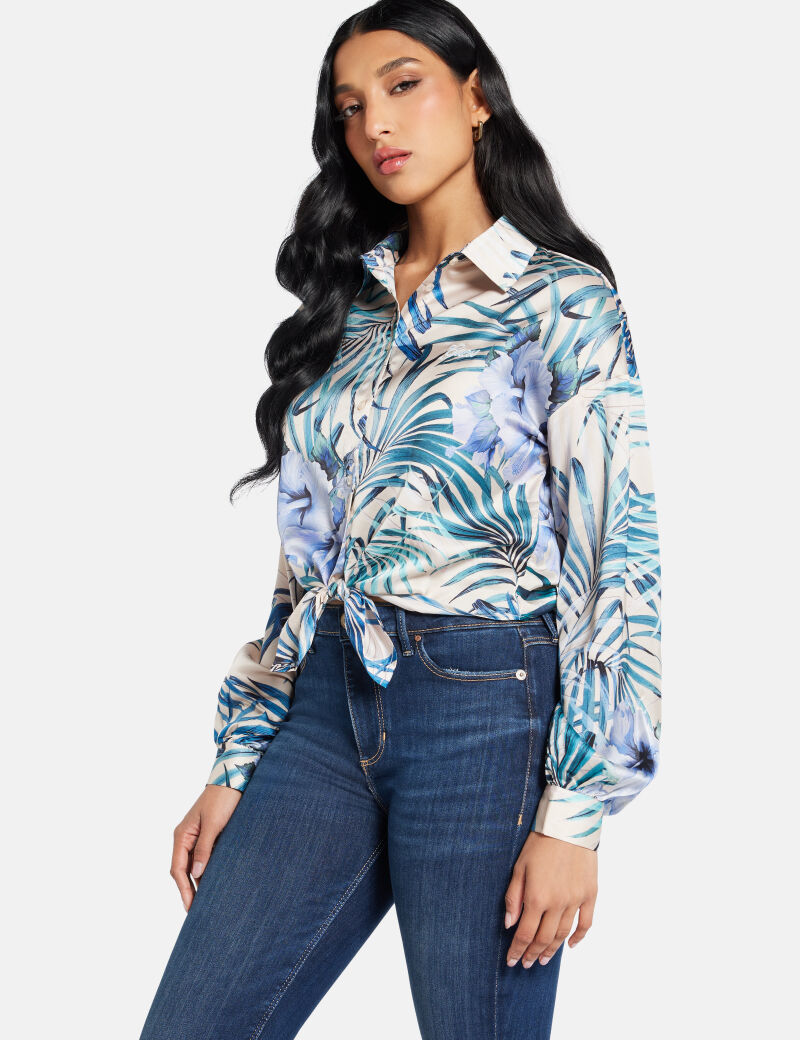 Cropped satin shirt