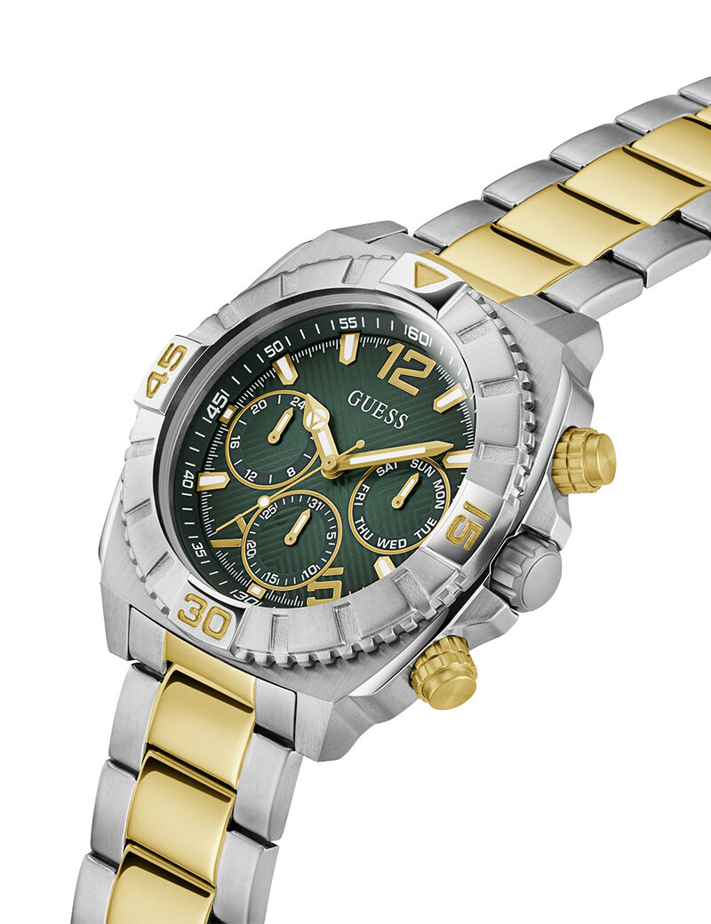 Mens 2-Tone Silver Tone Multi-function Watch