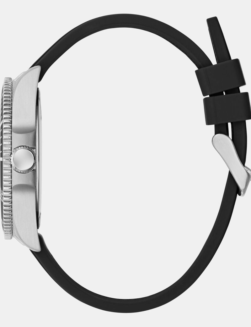 Mens Black Silver Tone Analog Watch