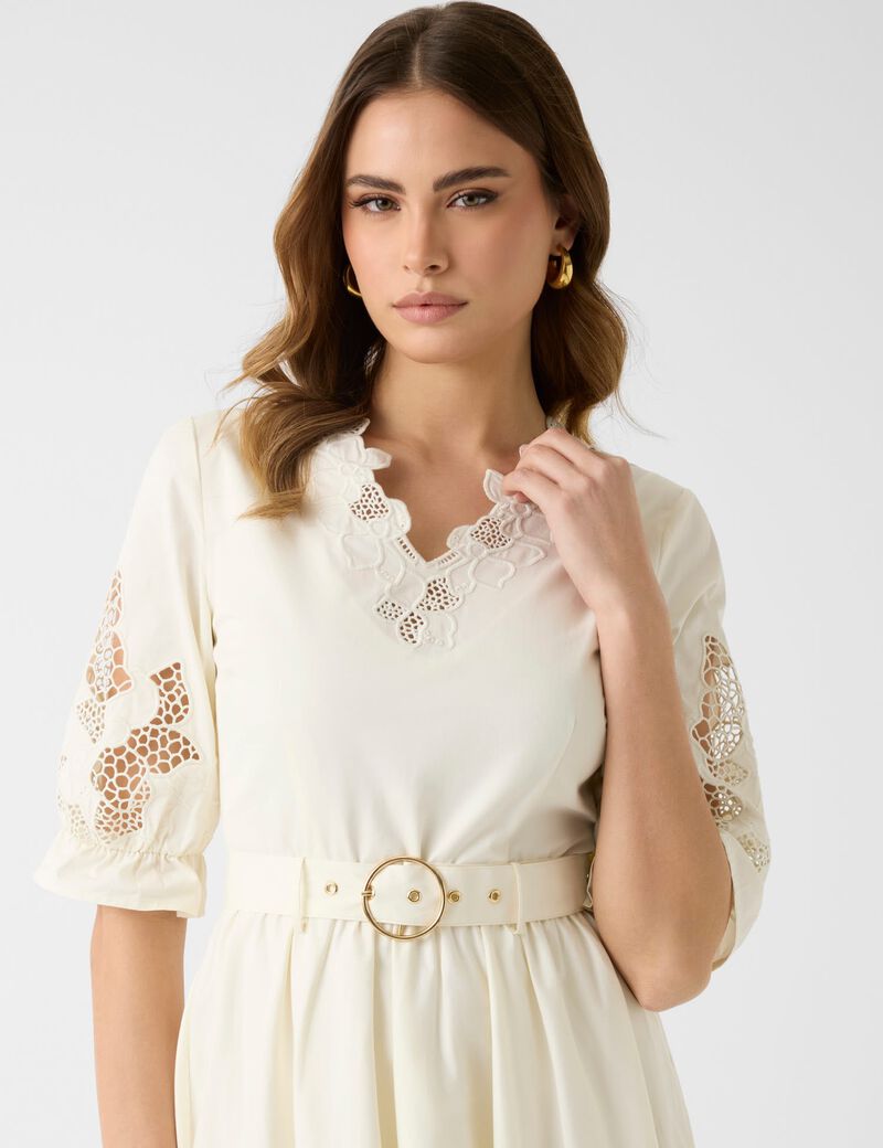 SONIA EMBROIDERED MIDI DRESS