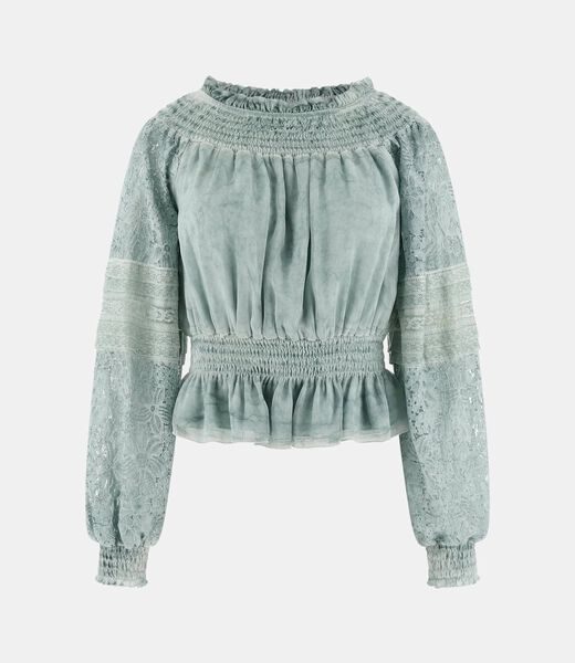 Silk-blend off-shoulder top