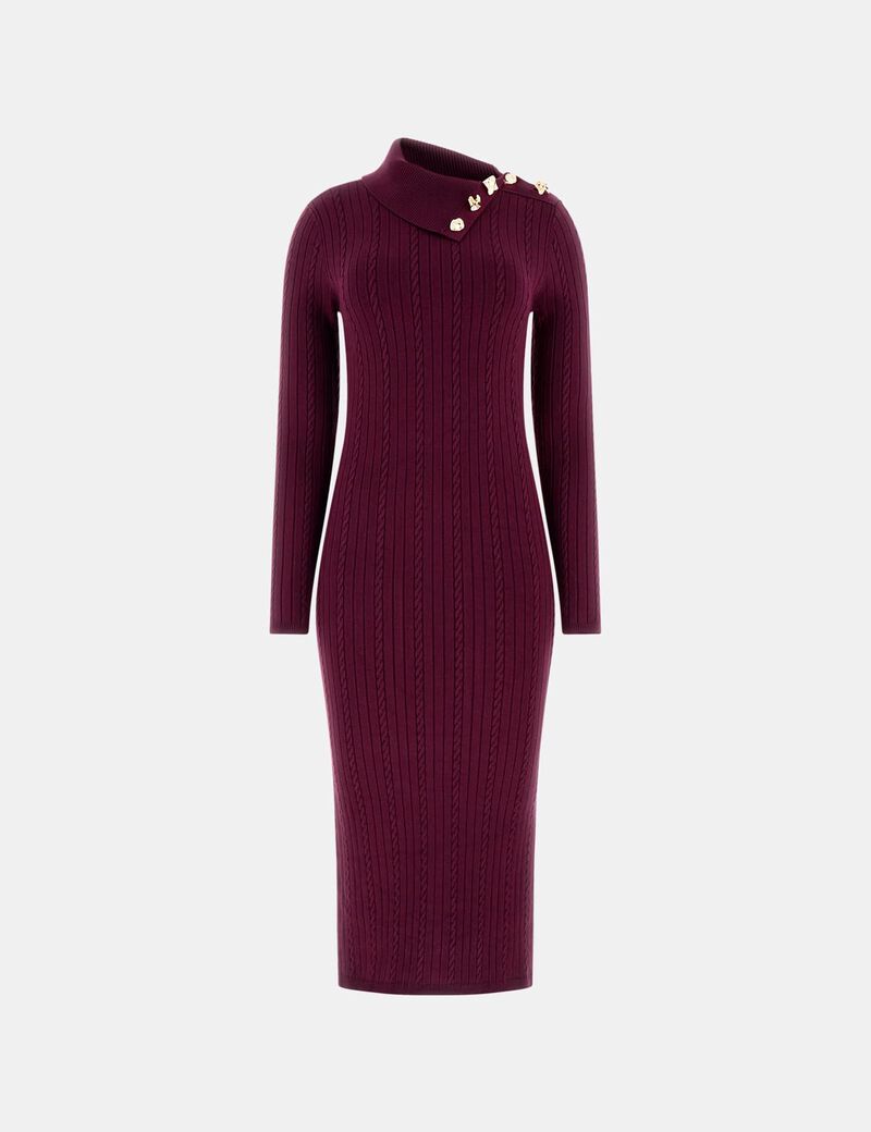 Asymmetric neck midi dress