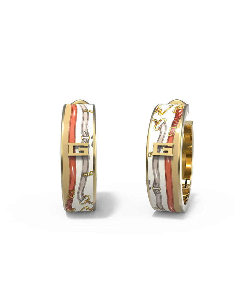 35Mm Belt Print Hoops Yellow Gold