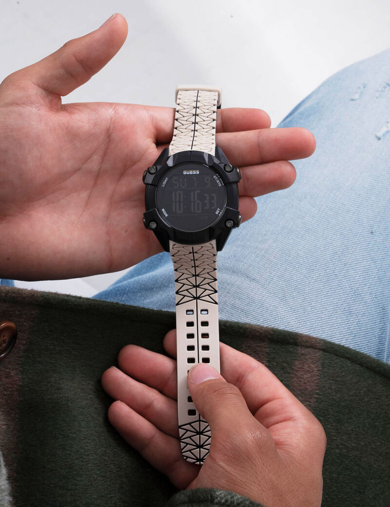 Beige And Black Digital Watch