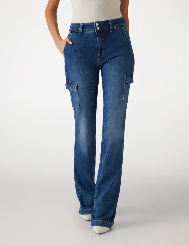 Mini boot-cut cargo denim pant Mini boot-cut cargo denim pant