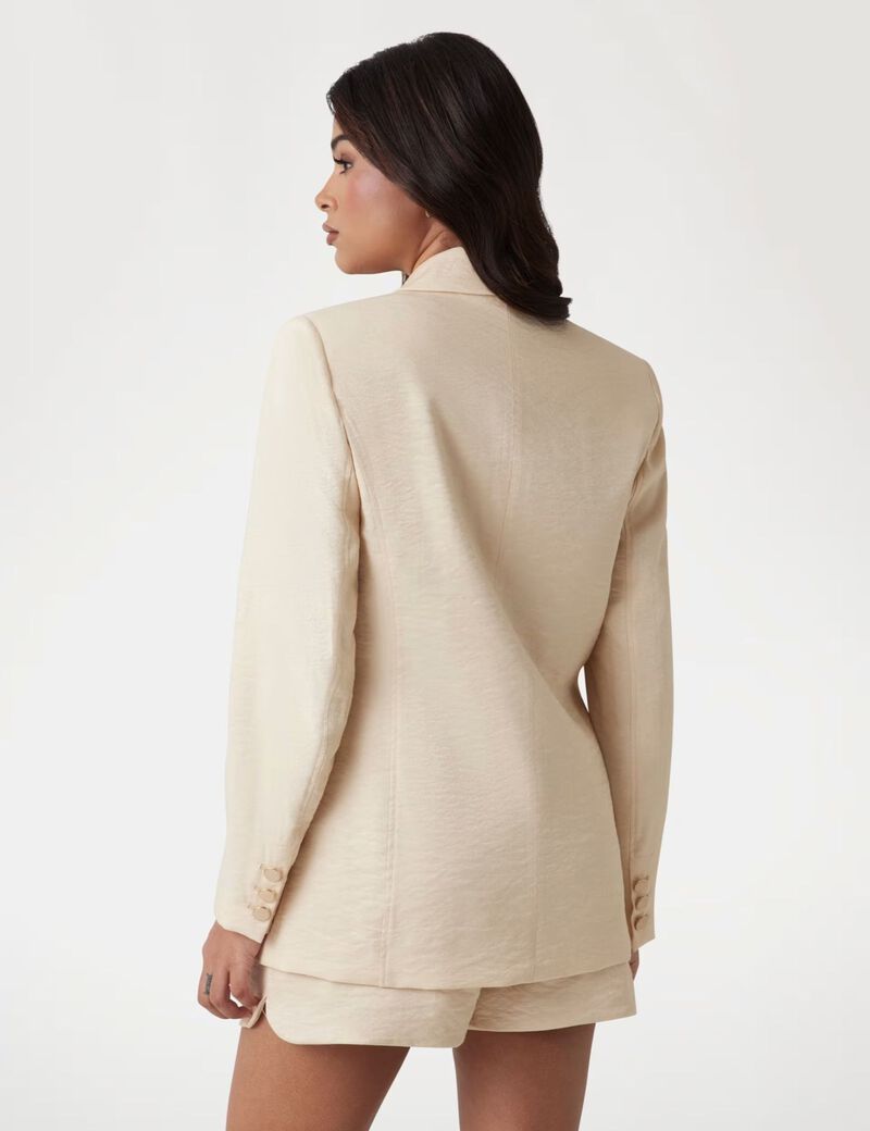 Double-breasted twill blazer