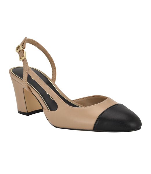 Slingback Cap Toe Block Heel Pumps