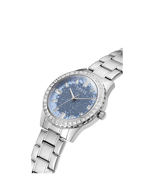 Silver Crystal Analog Watch