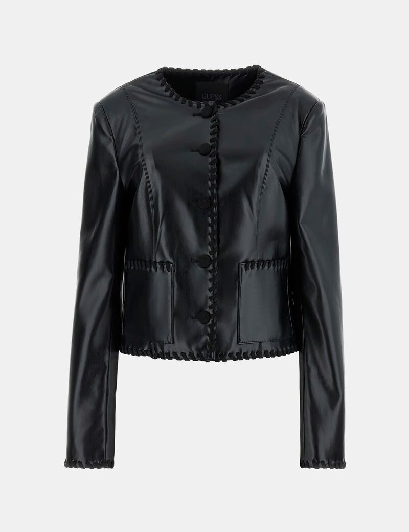 Faux Saffiano leather jacket