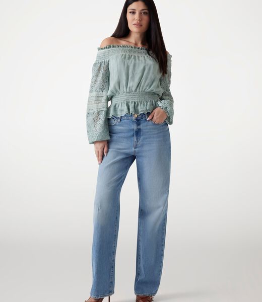 Silk-blend off-shoulder top