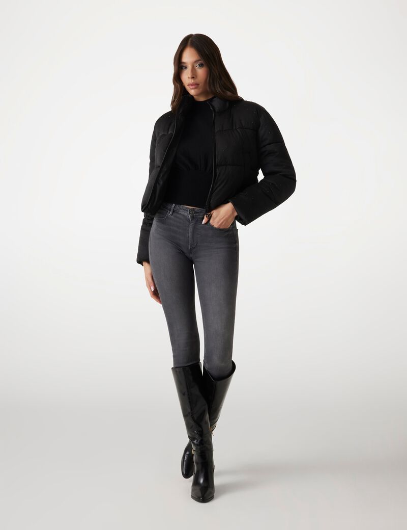 Rhinestone puffer jacket