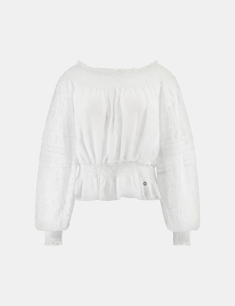 Silk-blend off-shoulder top