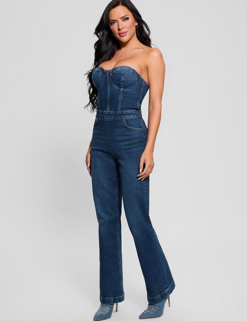 Flare denim jumpsuit