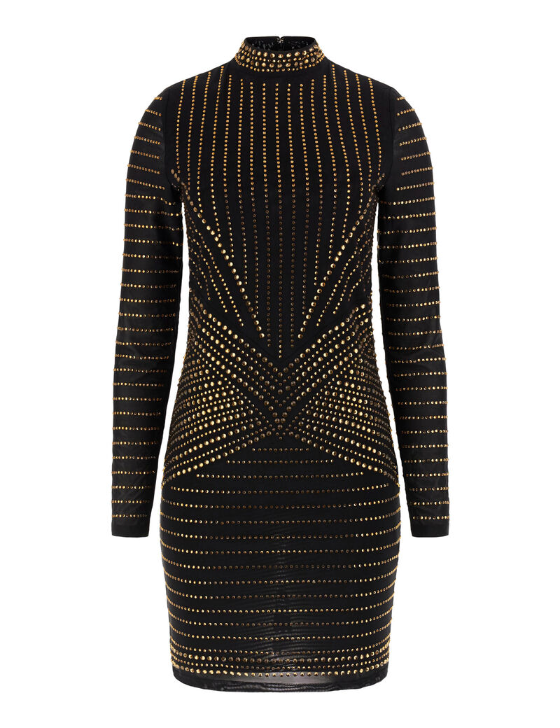 فستان مارسيانو قصير مرصع بأحجار الراين