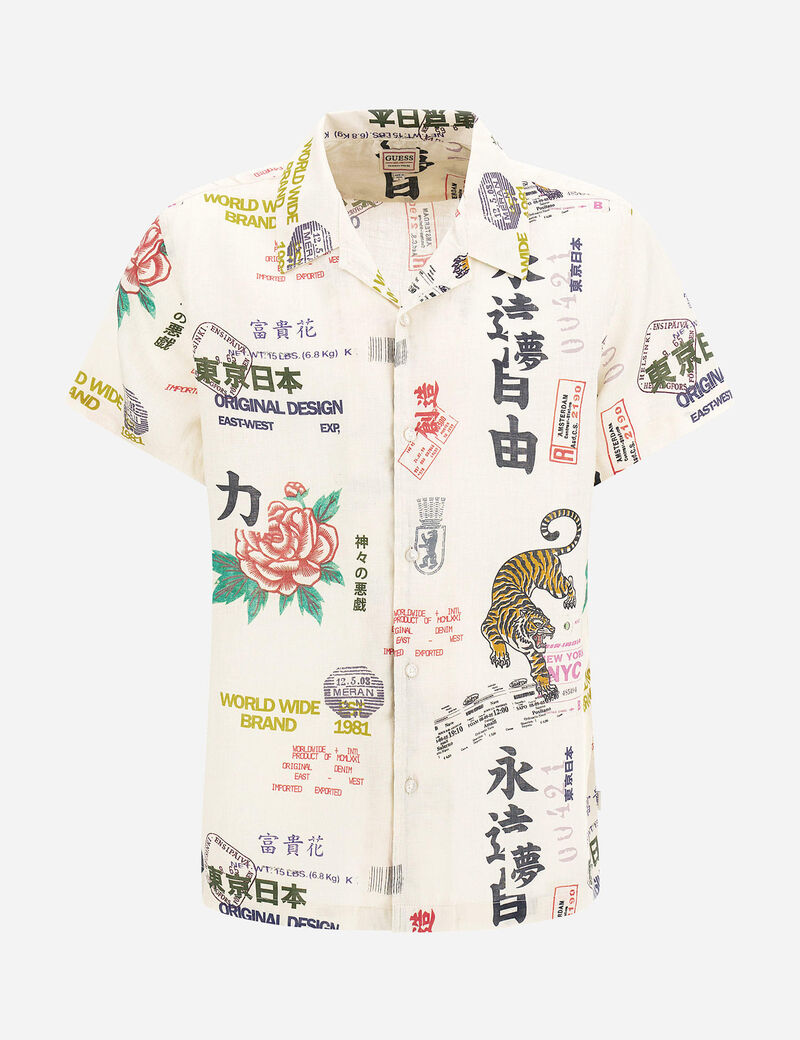 All over print linen shirt