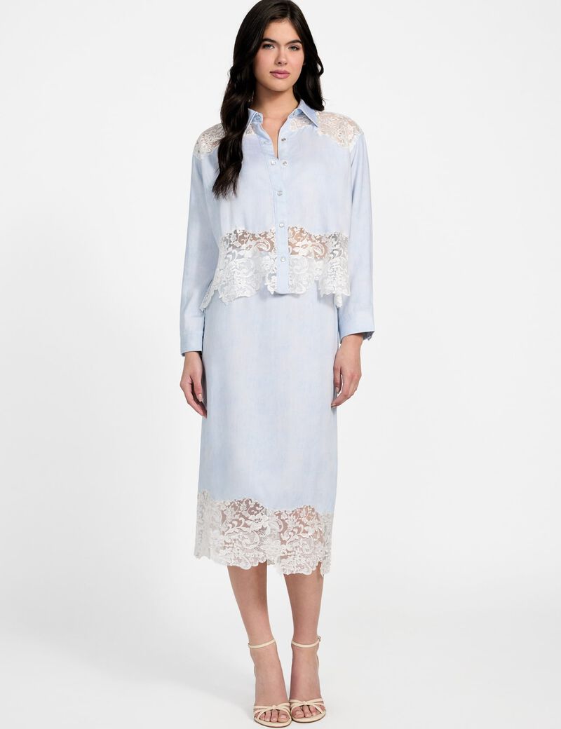 Lyocell pencil midi skirt