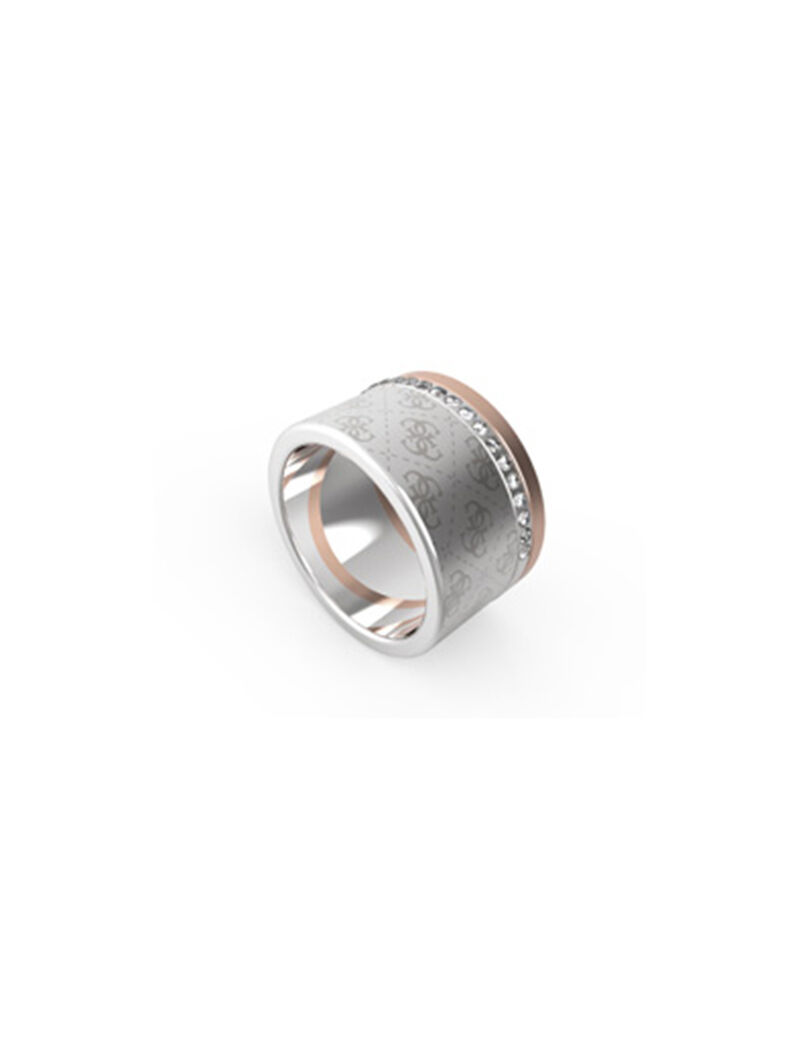 Silver And Rose Gold Logo Ring