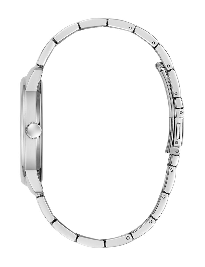 guess mens silver tone round analog watch
