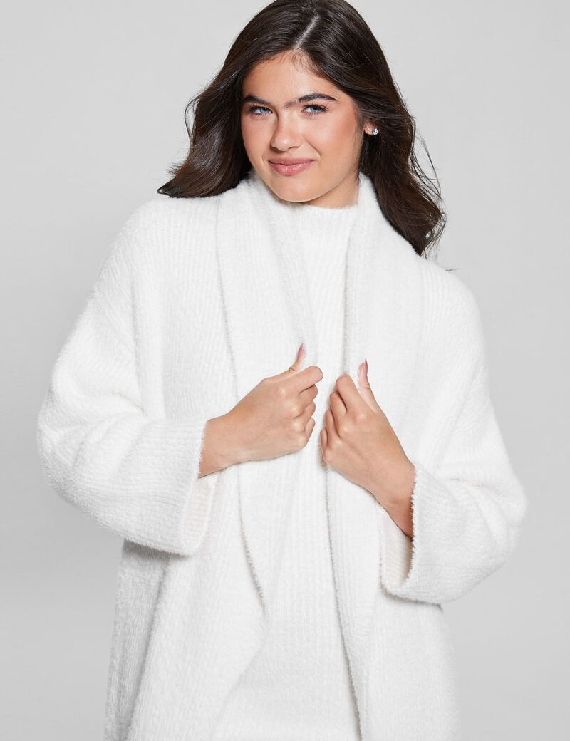 Fuzzy yarn relaxed fit cardigan