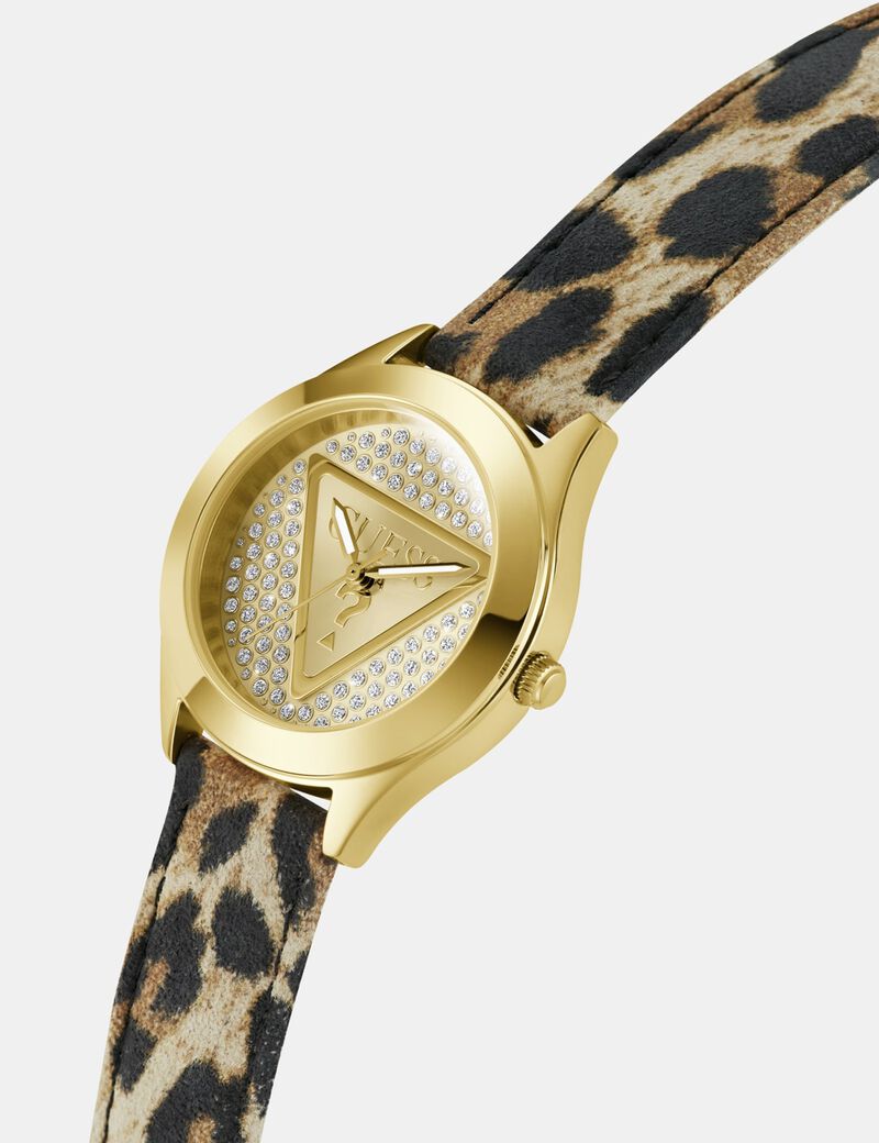 Ladies Leopard Gold Tone Analog Watch
