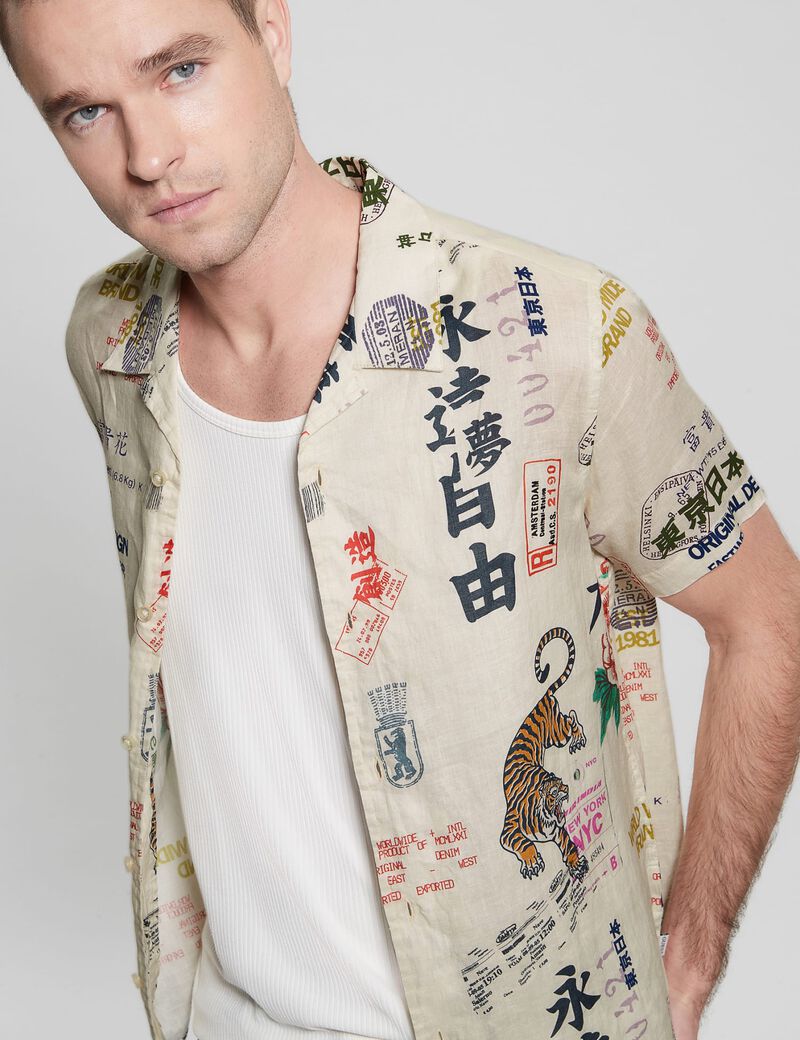 All over print linen shirt