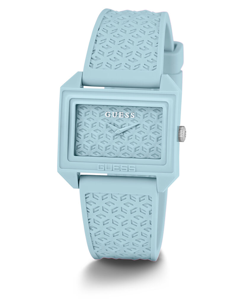 guess lt blue sustainable nylon cs sun lt blue dl lt blue logo silicone strp