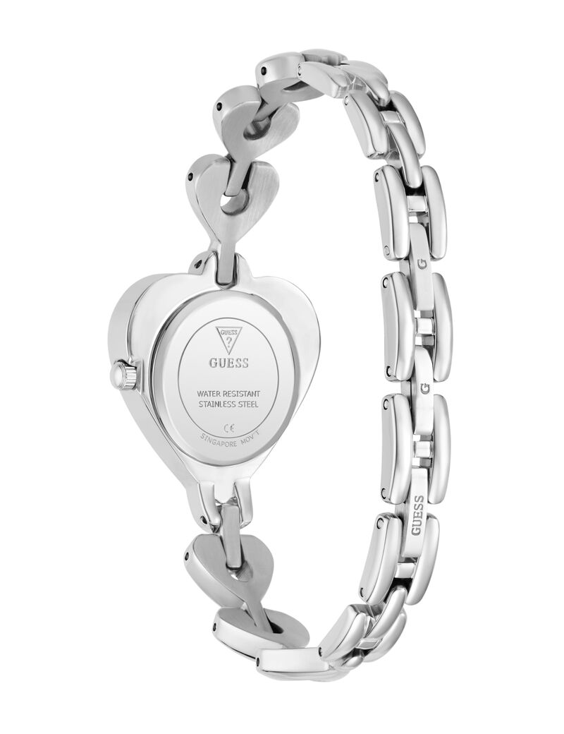 Ladies Silver Tone Heart Analog Watch