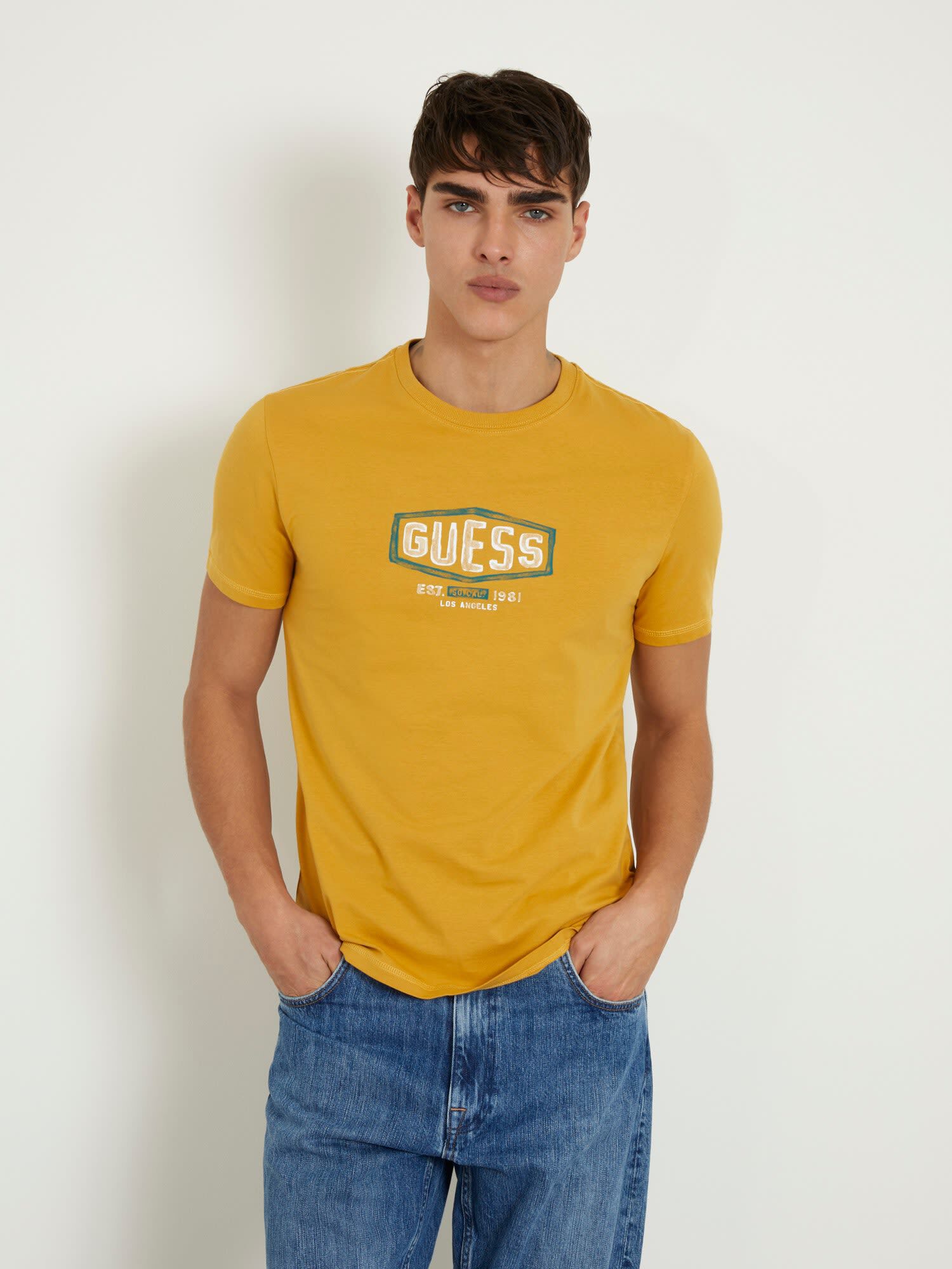 Guess yellow t shirt outlet