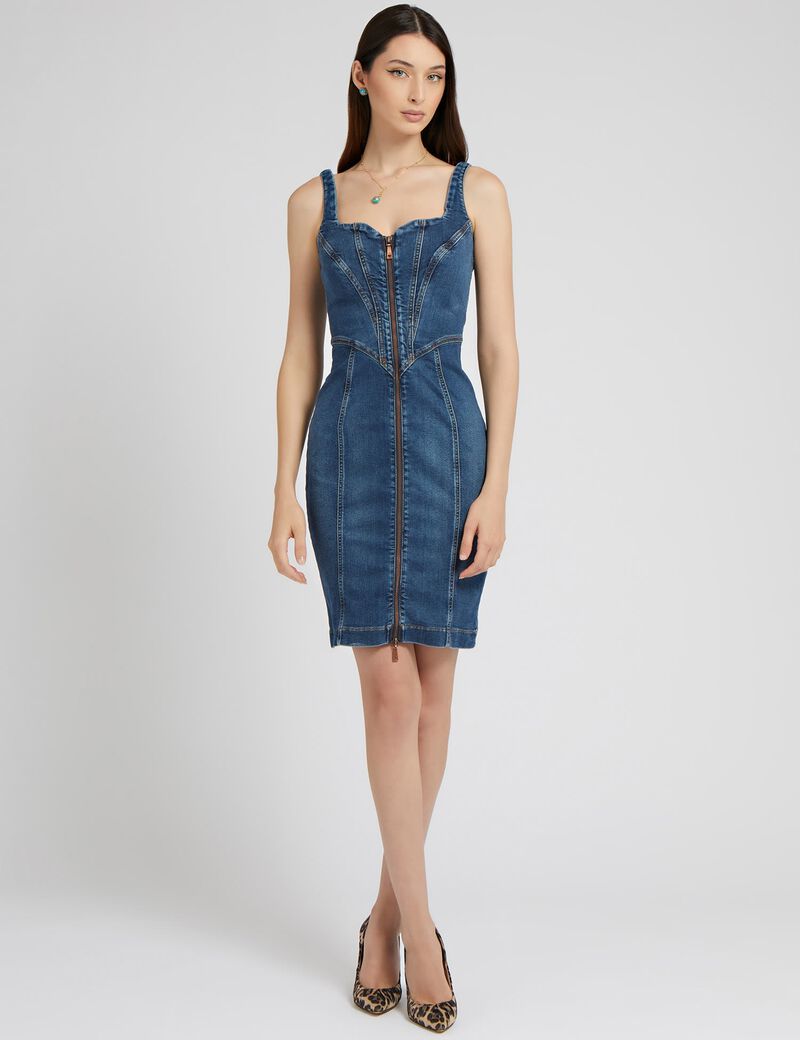 Front Zip Fastening Denim Dress