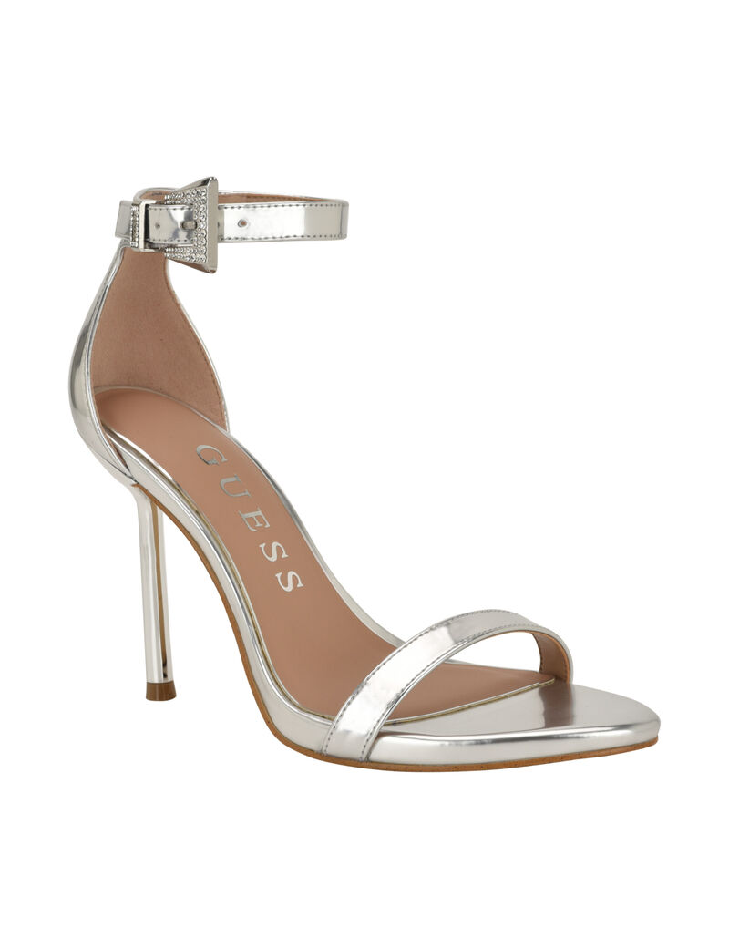 Insraa Stiletto Heeled Sandal with Rhinestone Buckle
