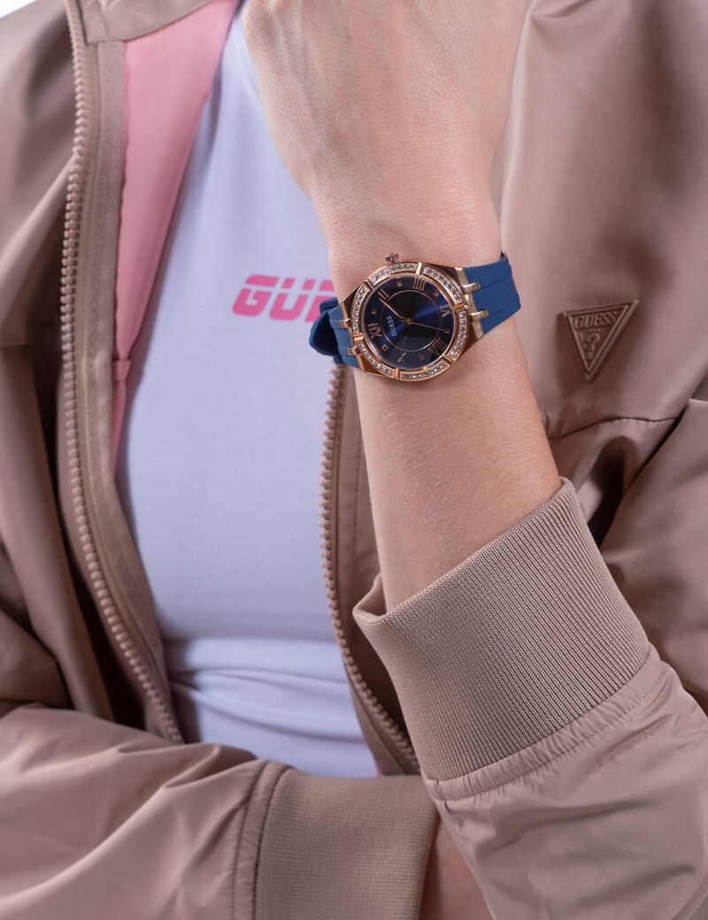 Rose Gold And Blue Ladies Watch