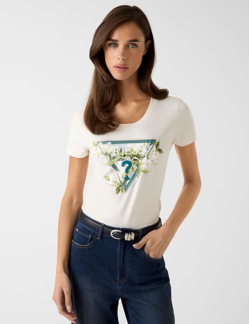 guess triangle logo t shirt