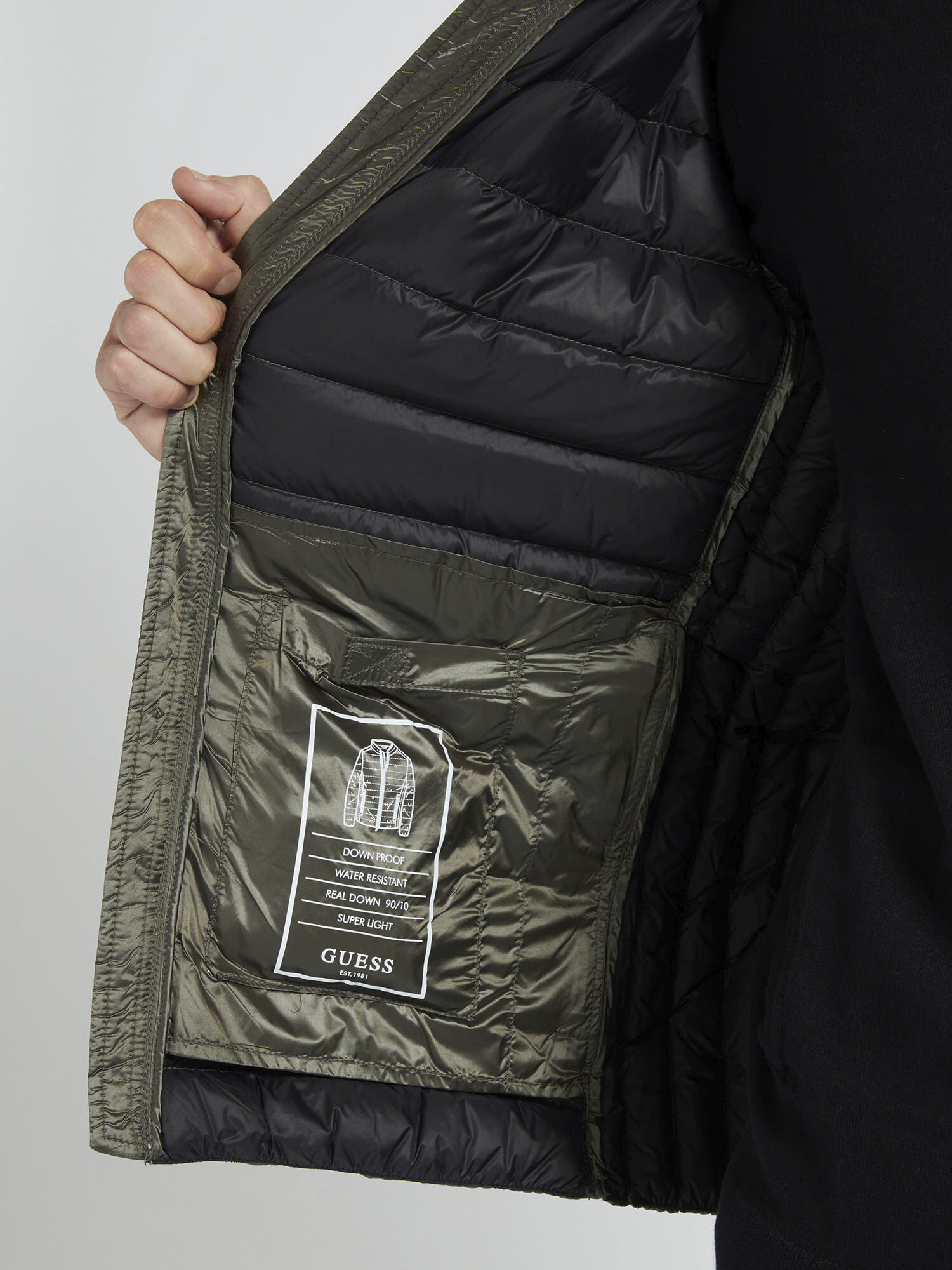 Guess packable down jacket sales