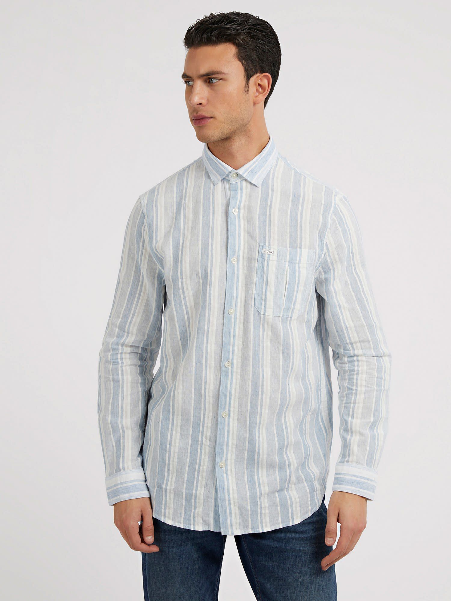 Guess grey striped shirt online