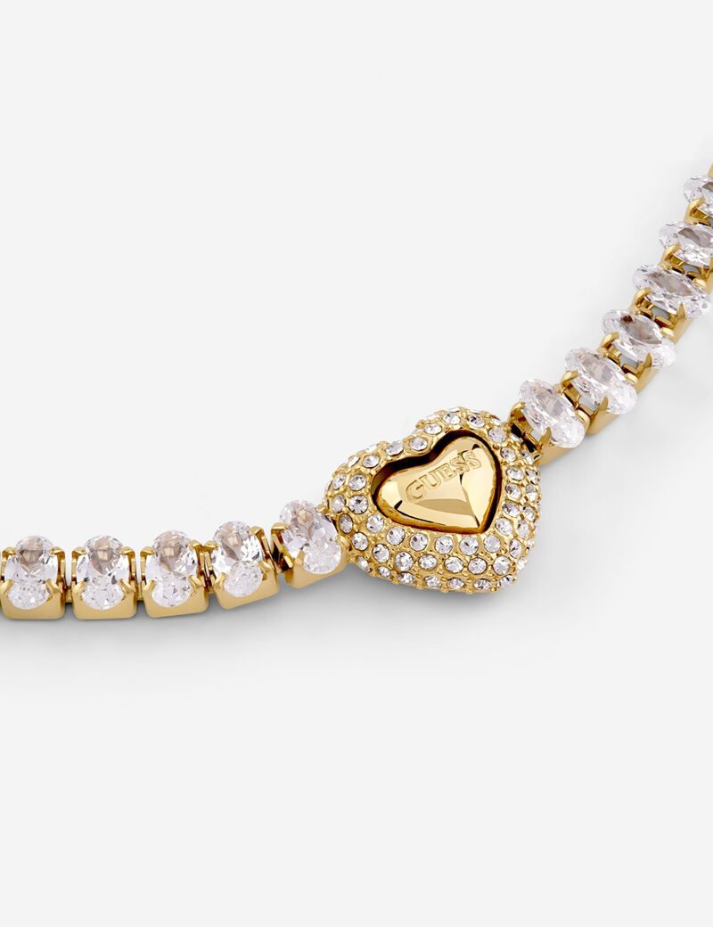 Pave heart tennis bracelet