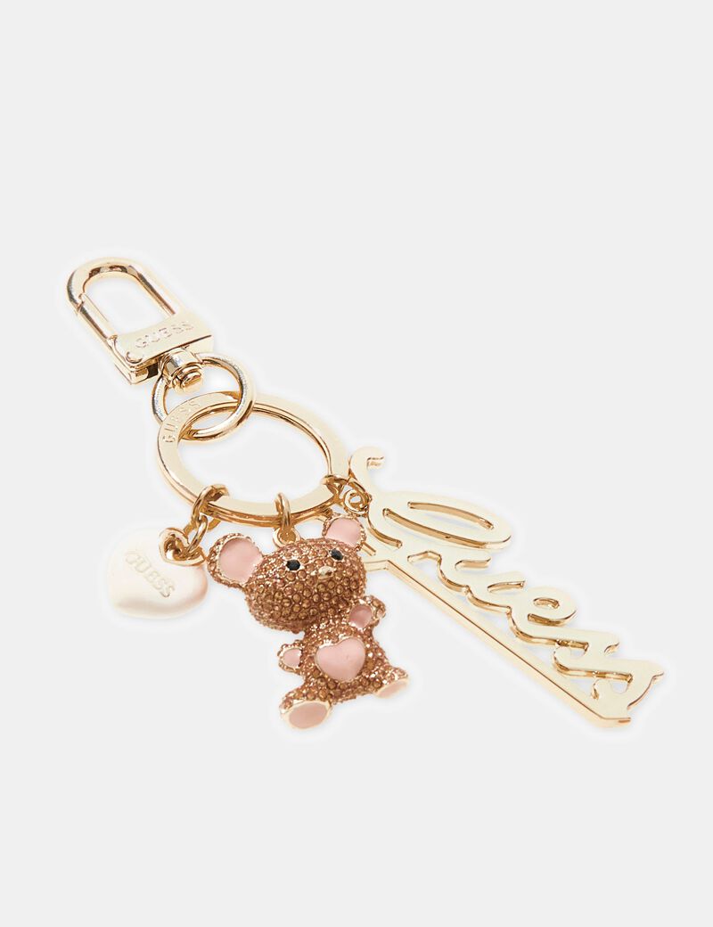 guess logo script teddy keychain
